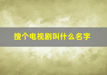 搜个电视剧叫什么名字