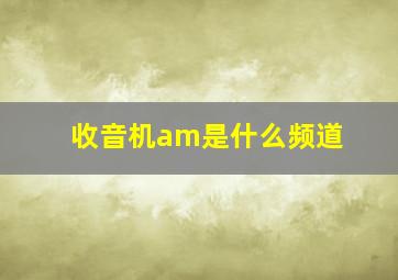 收音机am是什么频道