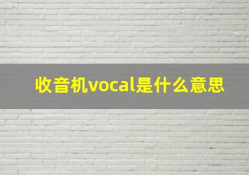 收音机vocal是什么意思