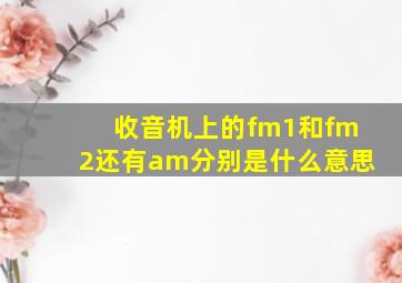 收音机上的fm1和fm2还有am分别是什么意思