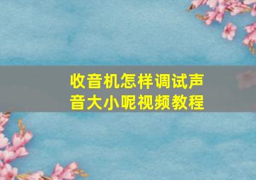 收音机怎样调试声音大小呢视频教程