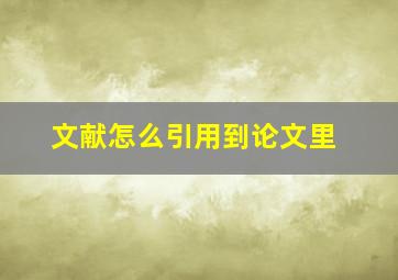 文献怎么引用到论文里