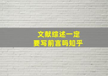 文献综述一定要写前言吗知乎