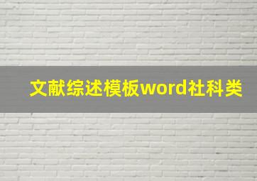 文献综述模板word社科类