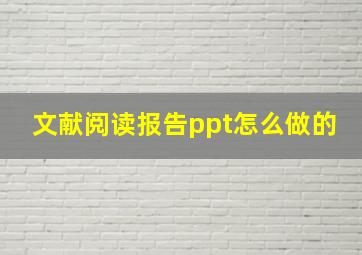 文献阅读报告ppt怎么做的