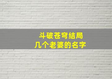 斗破苍穹结局几个老婆的名字