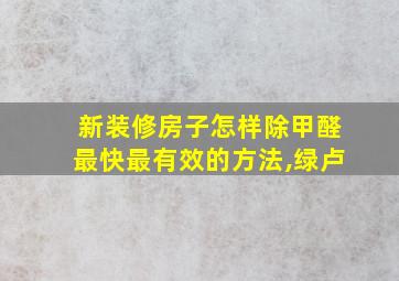 新装修房子怎样除甲醛最快最有效的方法,绿卢