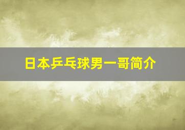 日本乒乓球男一哥简介