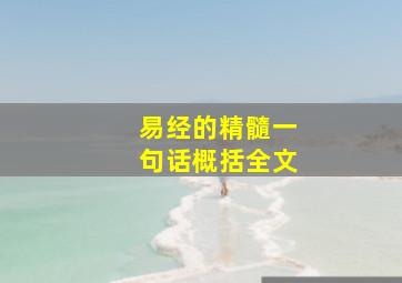 易经的精髓一句话概括全文