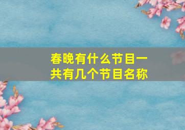 春晚有什么节目一共有几个节目名称