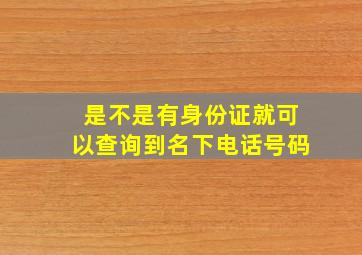 是不是有身份证就可以查询到名下电话号码