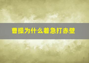 曹操为什么着急打赤壁