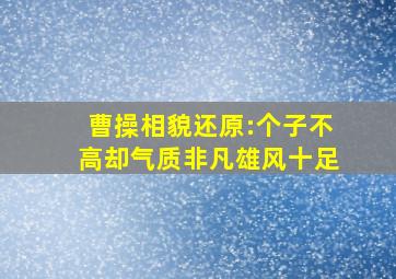 曹操相貌还原:个子不高却气质非凡雄风十足