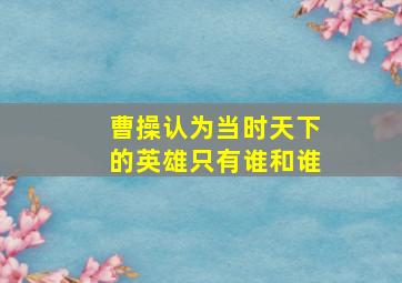 曹操认为当时天下的英雄只有谁和谁