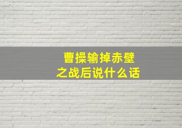 曹操输掉赤壁之战后说什么话