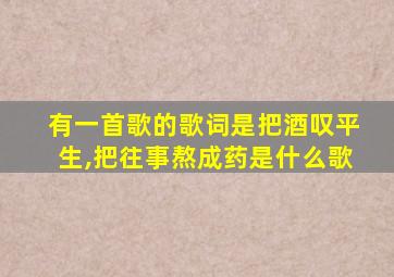 有一首歌的歌词是把酒叹平生,把往事熬成药是什么歌