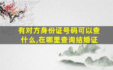 有对方身份证号码可以查什么,在哪里查询结婚证