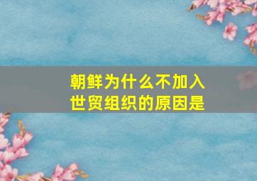 朝鲜为什么不加入世贸组织的原因是