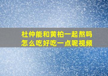 杜仲能和黄柏一起熬吗怎么吃好吃一点呢视频