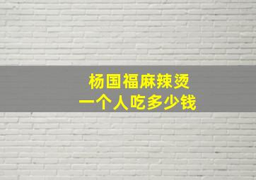 杨国福麻辣烫一个人吃多少钱