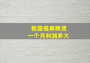 杨国福麻辣烫一个月利润多大