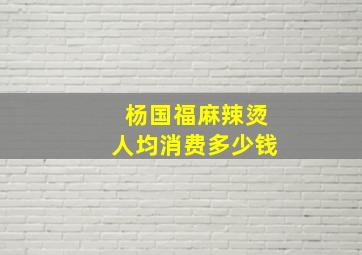 杨国福麻辣烫人均消费多少钱