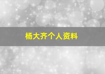 杨大齐个人资料