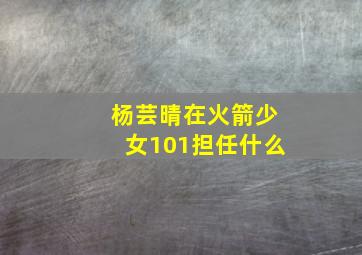 杨芸晴在火箭少女101担任什么