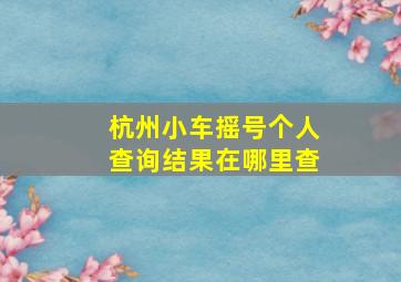 杭州小车摇号个人查询结果在哪里查