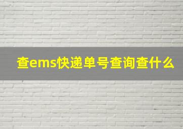 查ems快递单号查询查什么