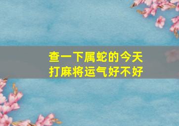 查一下属蛇的今天打麻将运气好不好