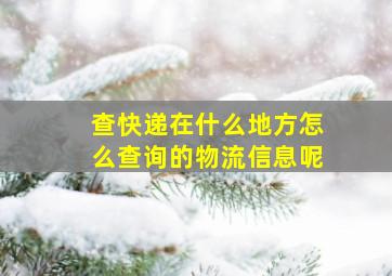 查快递在什么地方怎么查询的物流信息呢