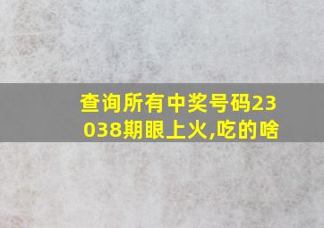 查询所有中奖号码23038期眼上火,吃的啥