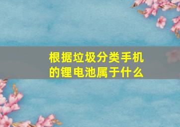 根据垃圾分类手机的锂电池属于什么