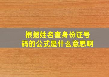 根据姓名查身份证号码的公式是什么意思啊