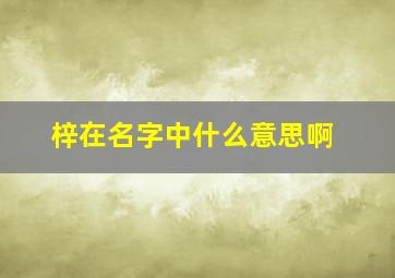 梓在名字中什么意思啊