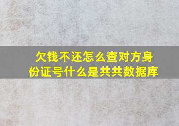 欠钱不还怎么查对方身份证号什么是共共数据库