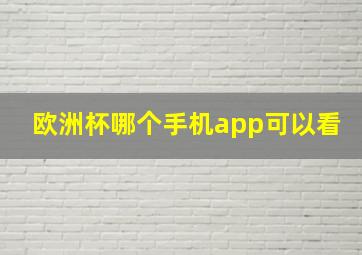 欧洲杯哪个手机app可以看