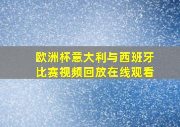 欧洲杯意大利与西班牙比赛视频回放在线观看