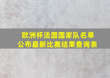 欧洲杯法国国家队名单公布最新比赛结果查询表