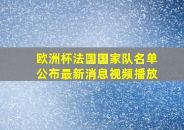 欧洲杯法国国家队名单公布最新消息视频播放