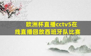 欧洲杯直播cctv5在线直播回放西班牙队比赛