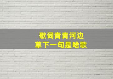 歌词青青河边草下一句是啥歌