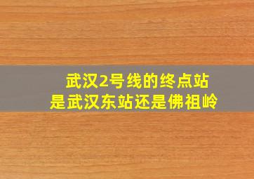 武汉2号线的终点站是武汉东站还是佛祖岭