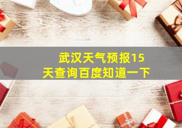 武汉天气预报15天查询百度知道一下