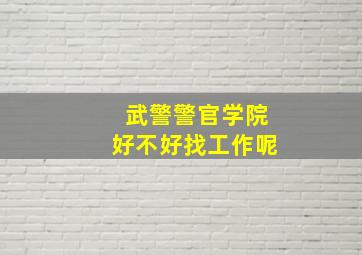 武警警官学院好不好找工作呢