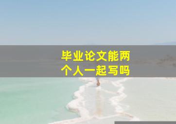 毕业论文能两个人一起写吗