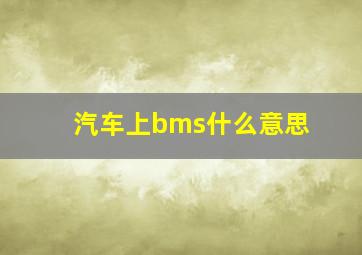 汽车上bms什么意思