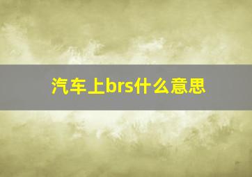 汽车上brs什么意思