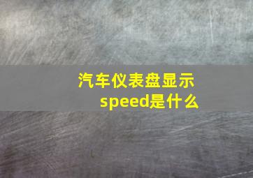 汽车仪表盘显示speed是什么